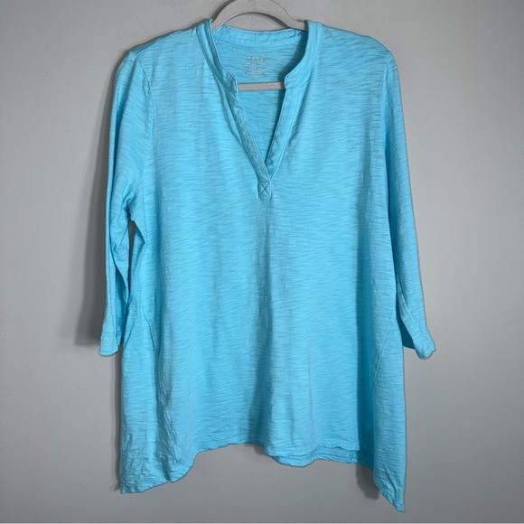 Chico's 3/4 Sleeve Ultimate Tee-Light Blue-Tunic Length-Size 2 (Large) - Picture 2 of 8